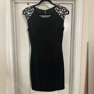 B Darlin Black Mini Dress with Embellished Shoulders